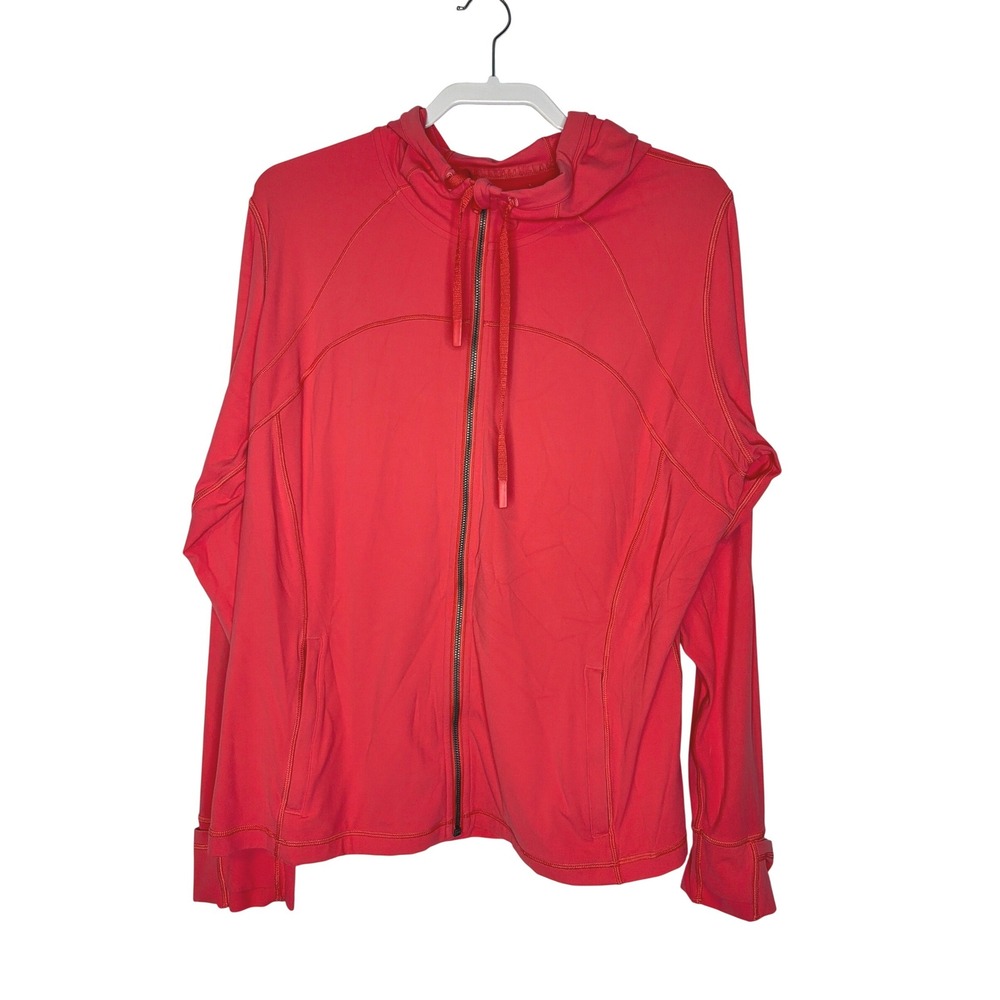 Lululemon Define Jacket Sz 20 2X Hooded Coral Red Full Zip Activewear Athleisure
